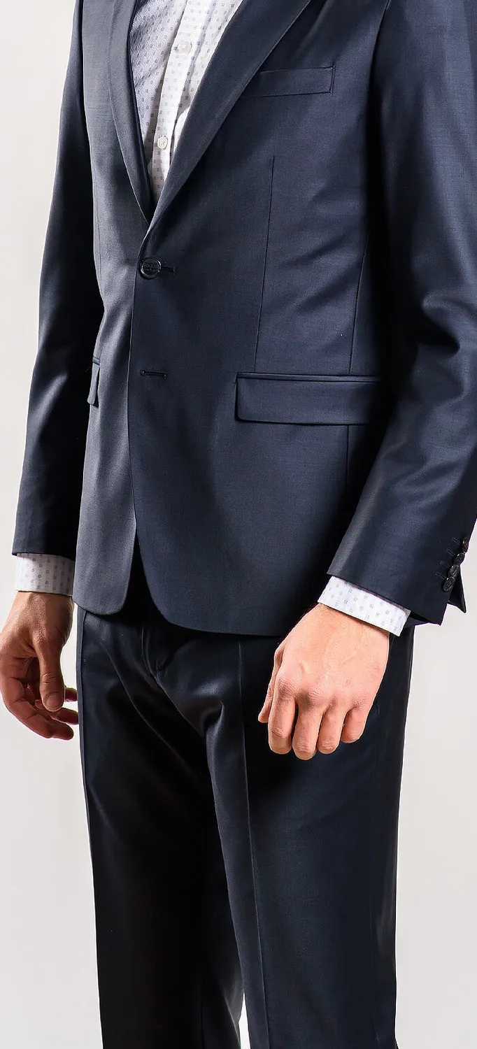 Alain Delon giacca slim fit blu navy lana elasticizzata