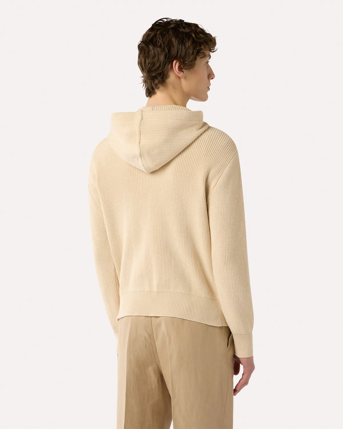Lardini Cardigan panna cotone zip costa inglese