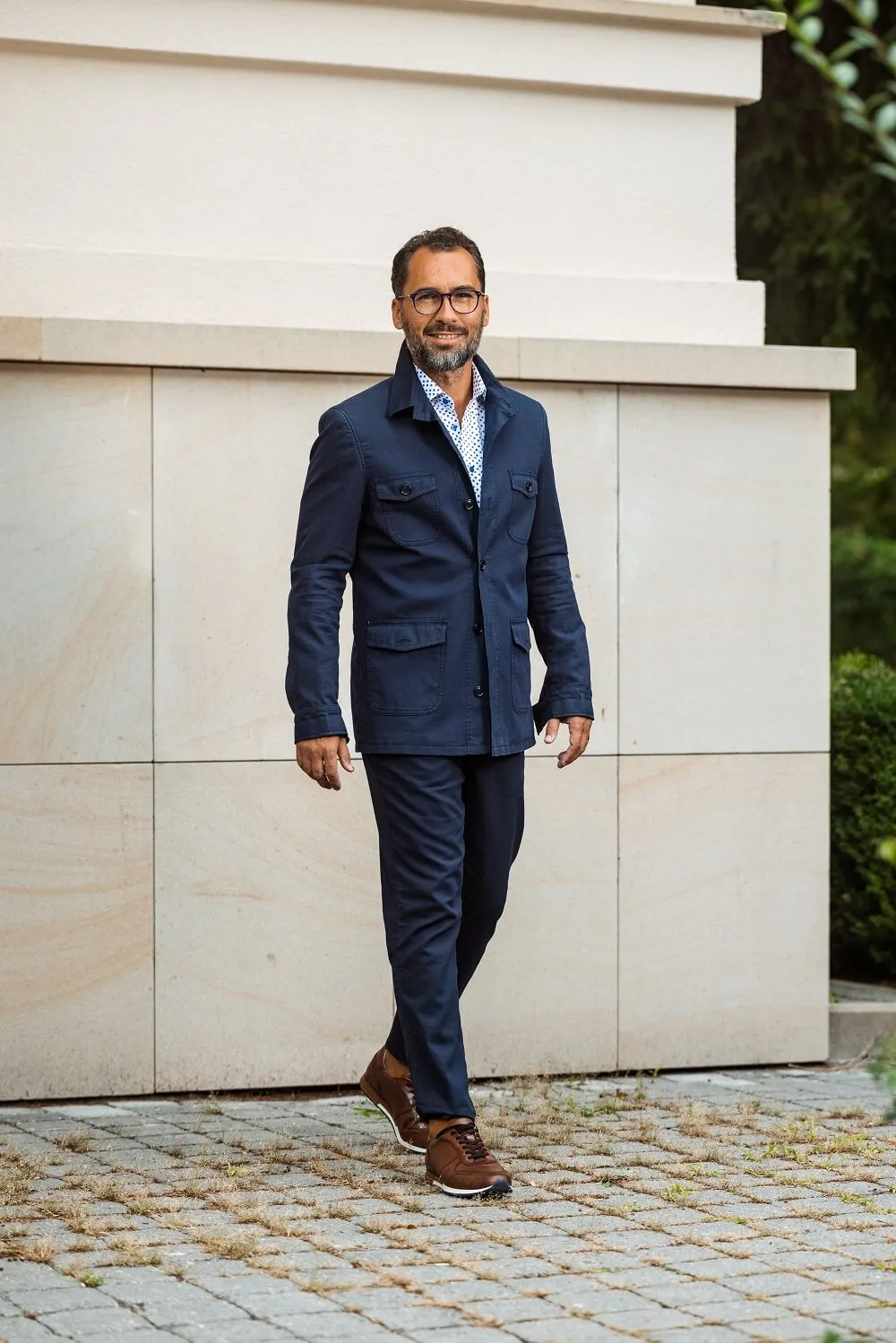 Alain Delon Pantalone Estivo Blu Lino Cotone Slim