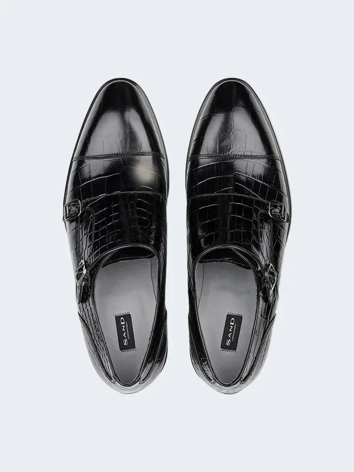 Sand MW F682 Scarpe Monk Pelle Nero Ebano