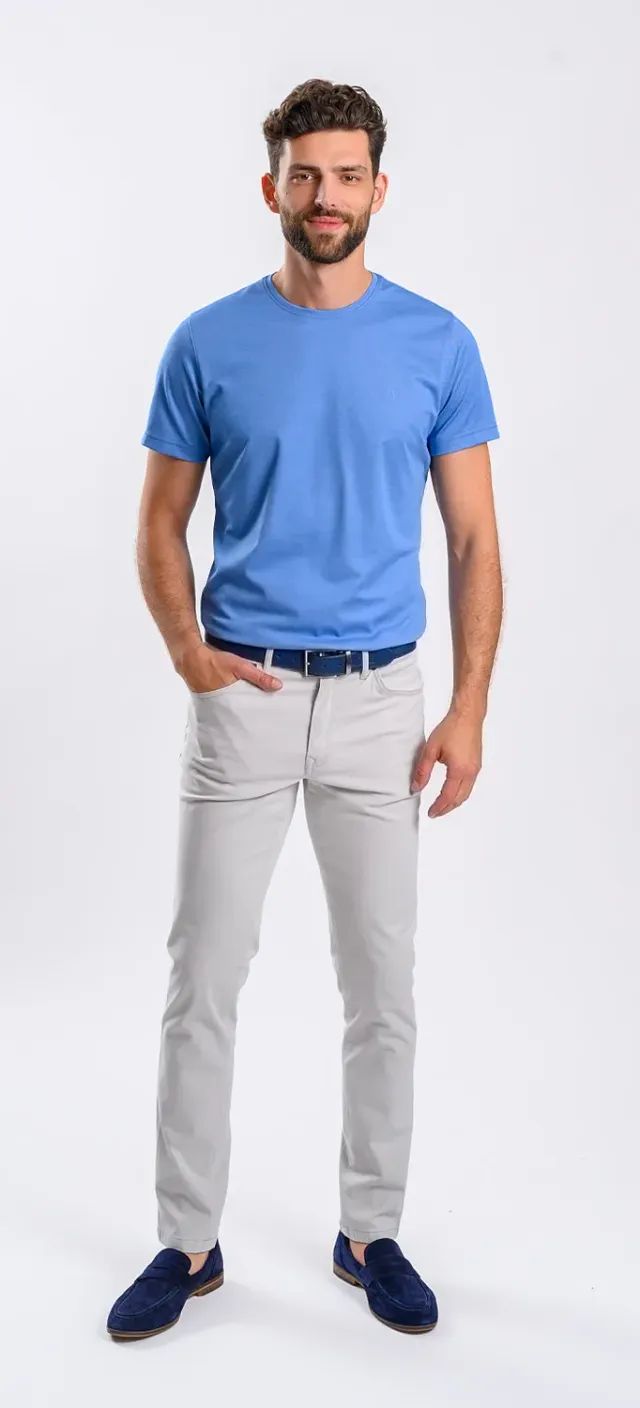 Alain Delon pantalone casual grigio slim cotone