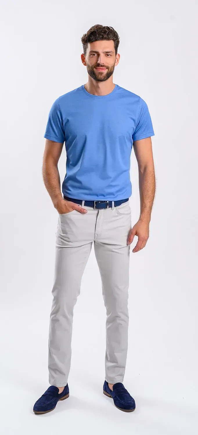 Alain Delon pantalone casual grigio slim cotone