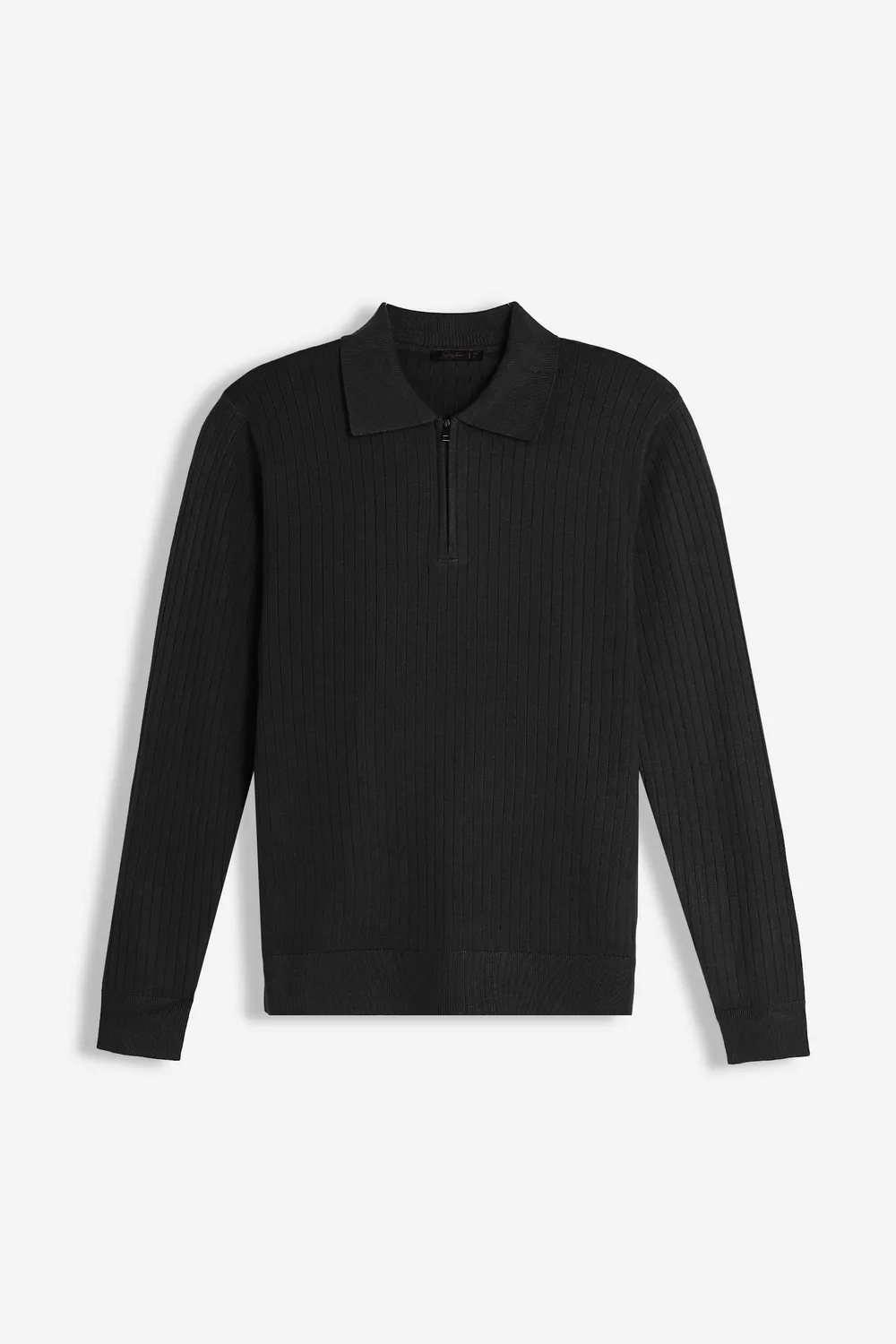 Sonny Bono maglia polo mezza zip nera costina