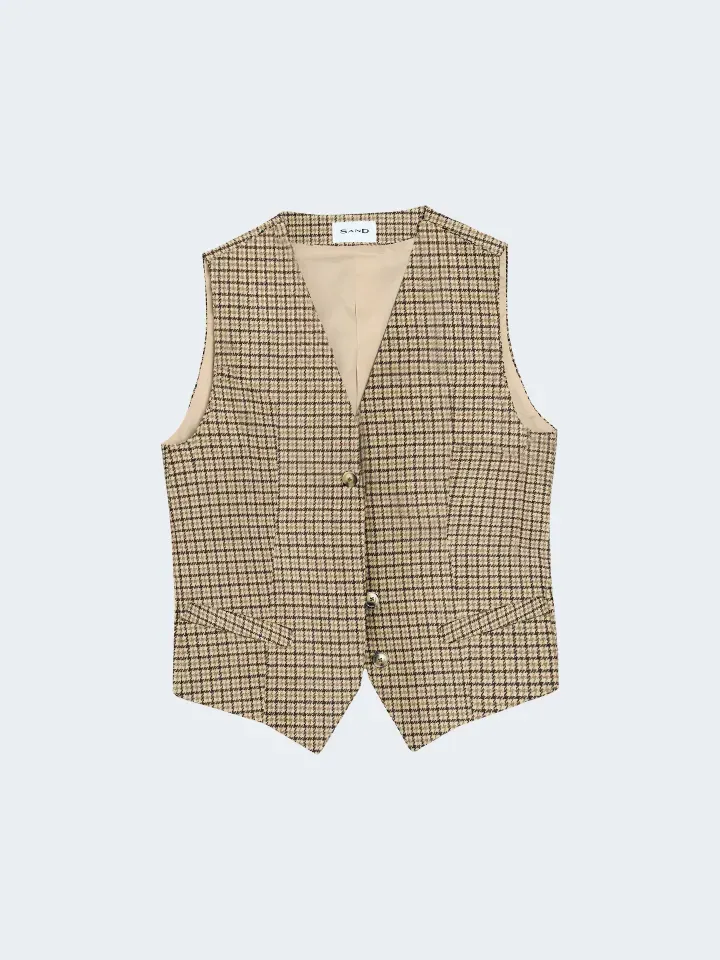 Sand Menswear Rubino 6018 W gilet lana pied-de-poule