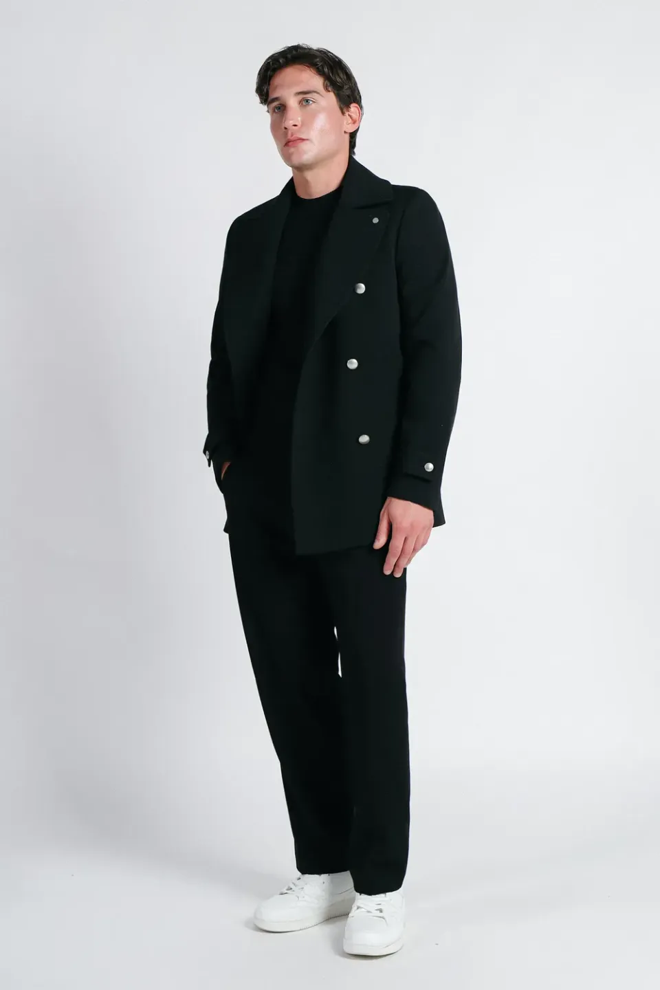 Sonny Bono Cappotto Doppio Petto Nero con Bottoni