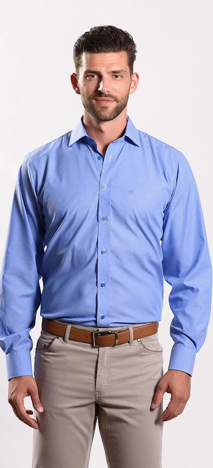 Alain Delon Slim Fit camicia azzurra 41-45 tono su tono