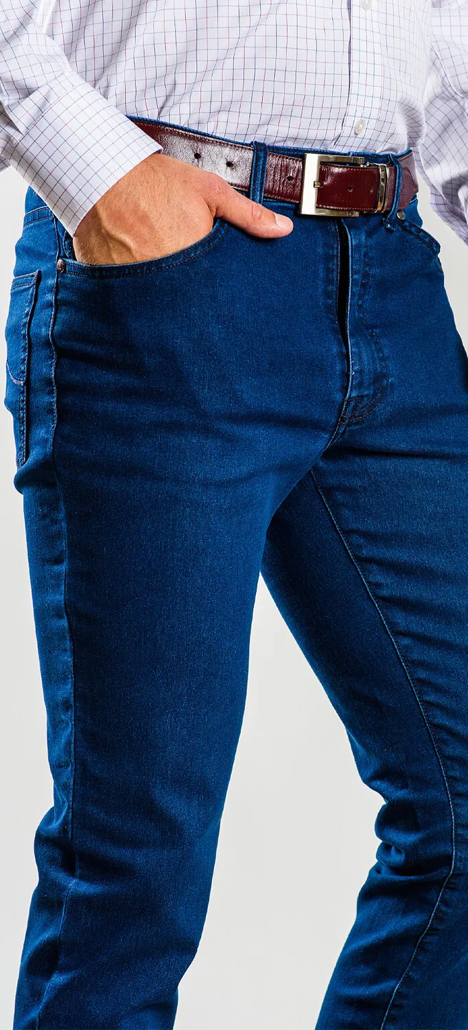 Alain Delon Jeans Slim Blu Scuro Denim Elasticizzato