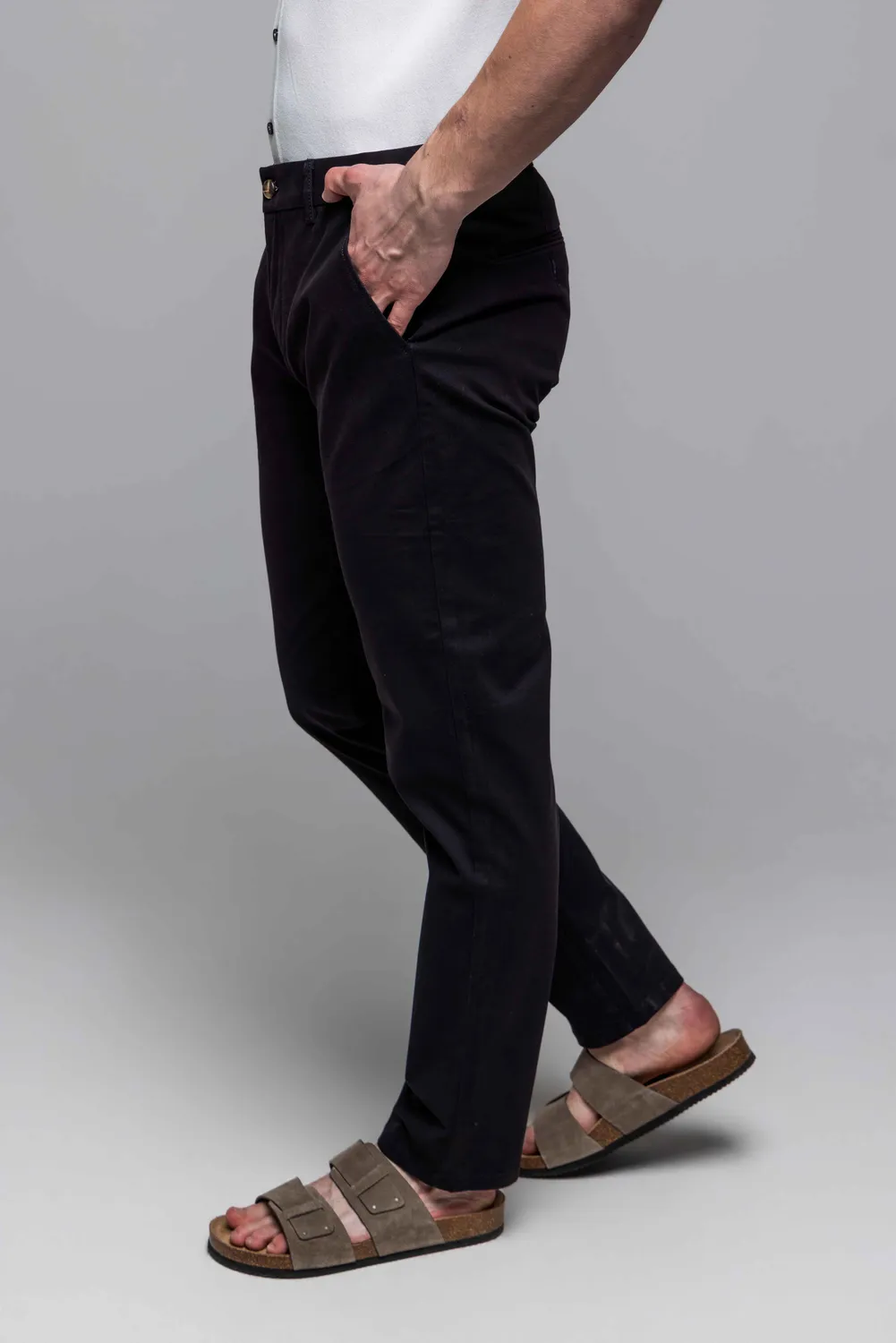 Alain Delon pantaloni chinos neri cotone elasticizzato