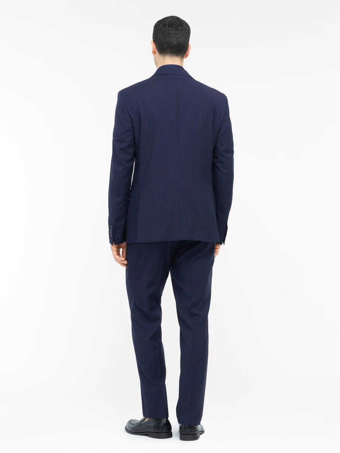 Paoloni Abito Micro Check Lana Super 110's Blu Slim
