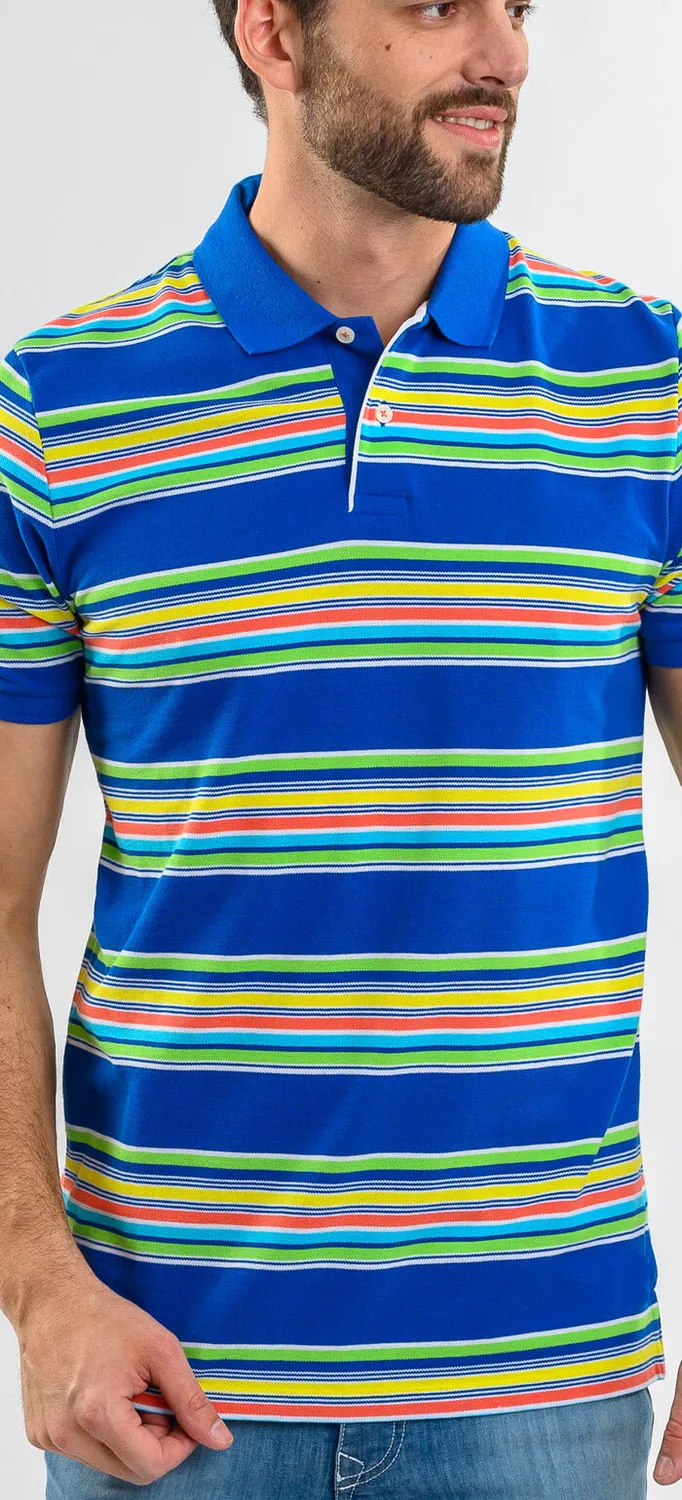 Alain Delon polo cotone a righe slim fit manica corta