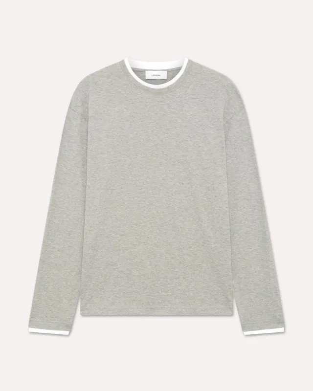 Lardini T-Shirt Manica Lunga Grigia in Cotone
