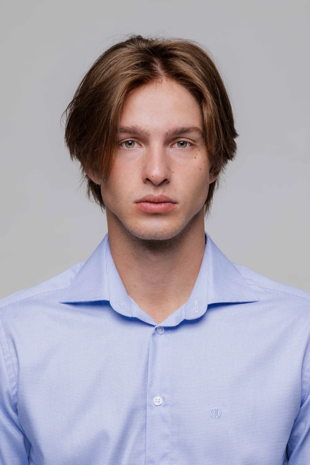 Alain Delon camicia slim fit azzurra micro fantasia cotone