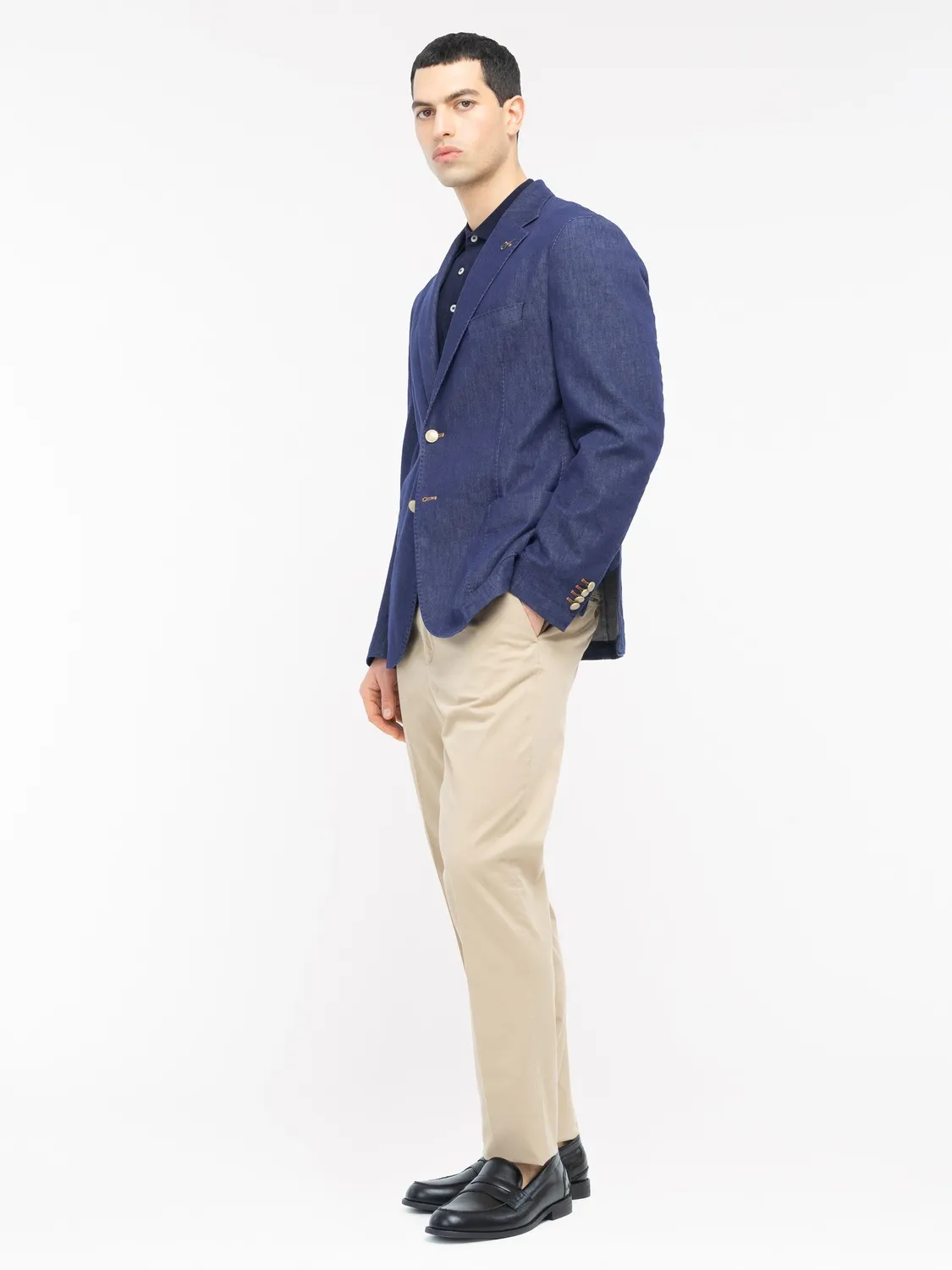 Paoloni Giacca sfoderata cotone denim blu