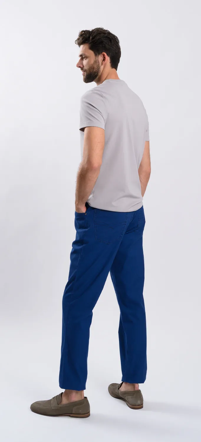 Alain Delon pantalone casual blu quadretti cotone elasticizzato