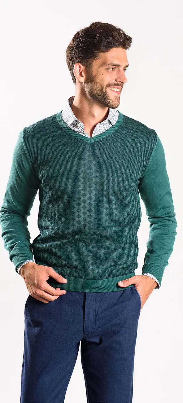 Alain Delon maglione verde cotone S slim fit