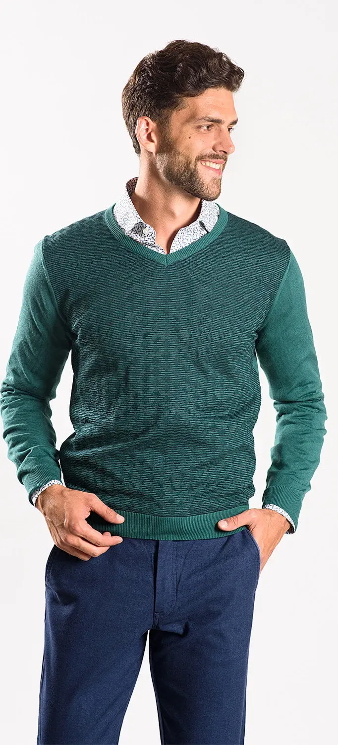 Alain Delon maglione verde cotone S slim fit