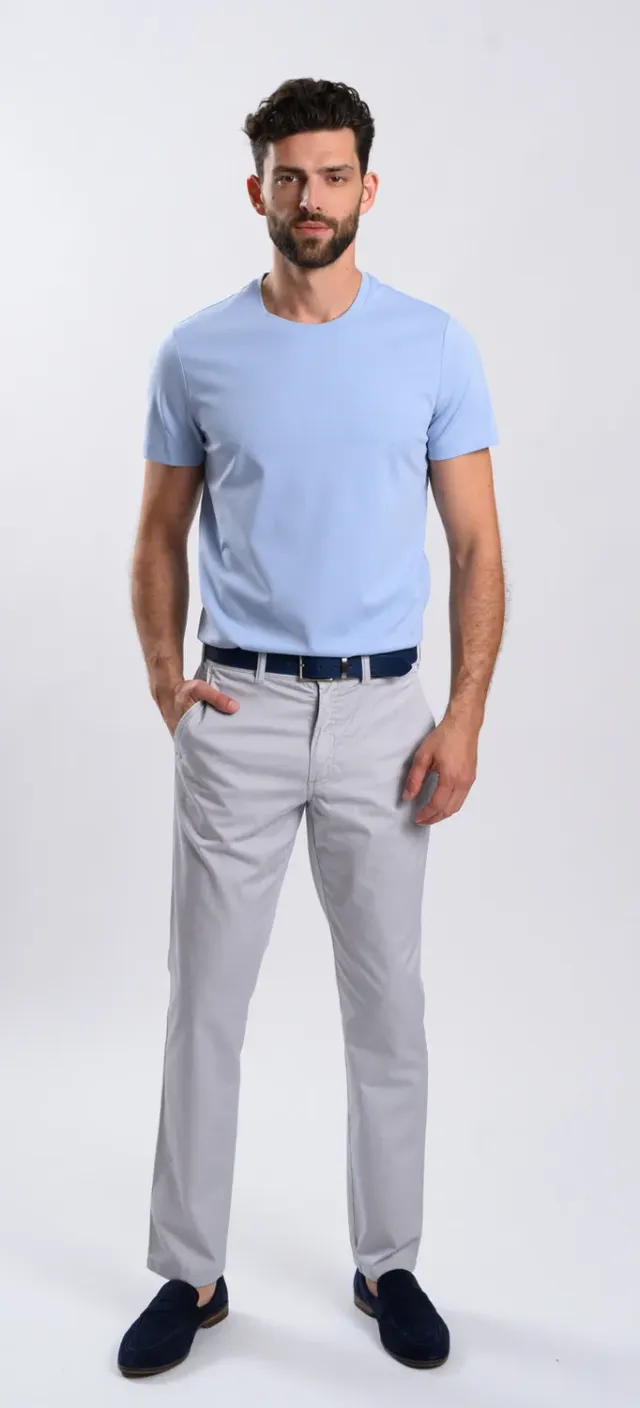 Alain Delon t-shirt azzurra uomo cotone
