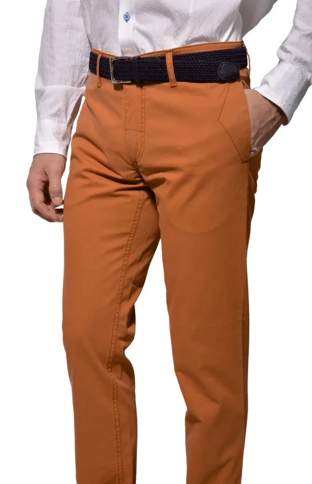 Alain Delon Chinos Uomo Arancioni Slim Fit Cotone
