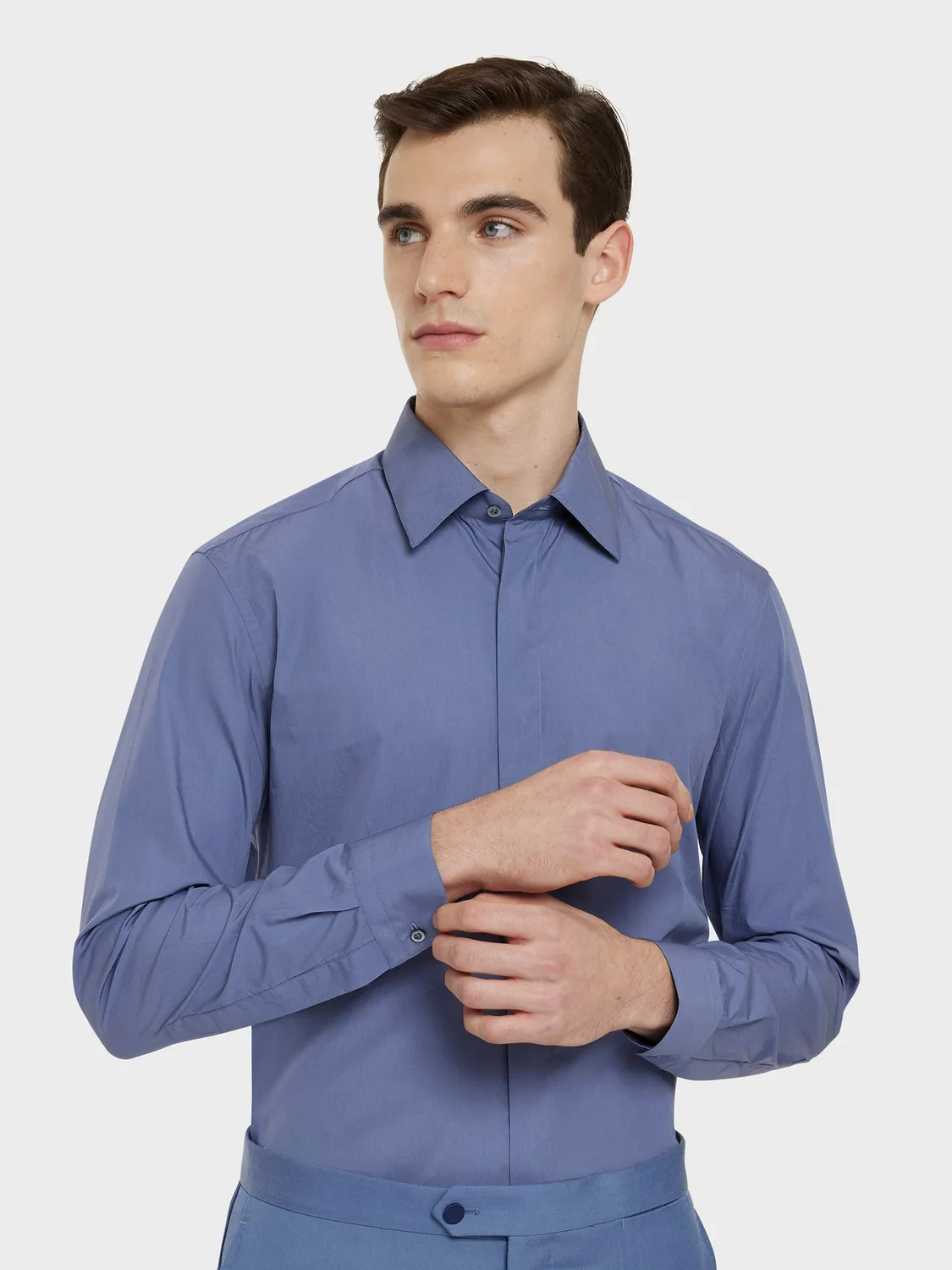 Caruso Butterfly Camicia Slim Cotone Azzurra Popeline