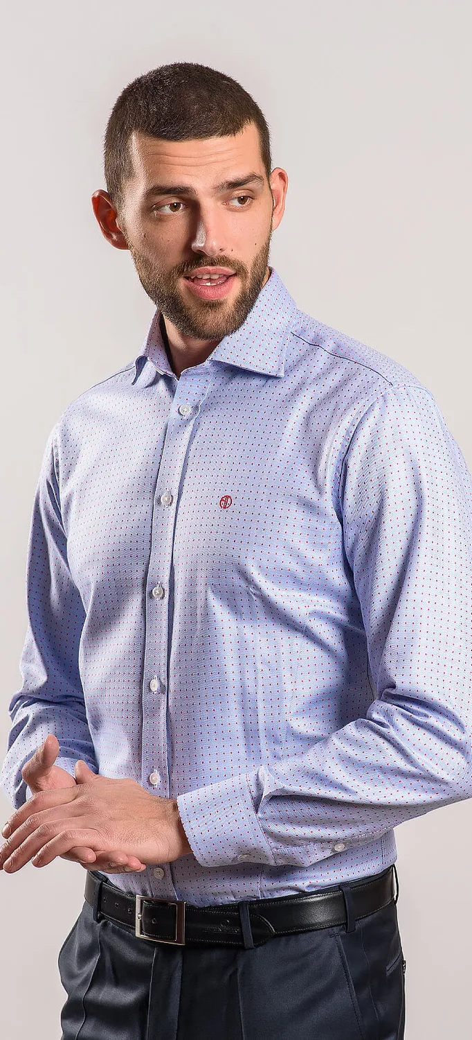 Alain Delon Camicia Extra Slim Fit Blu Taglia 40 Pois