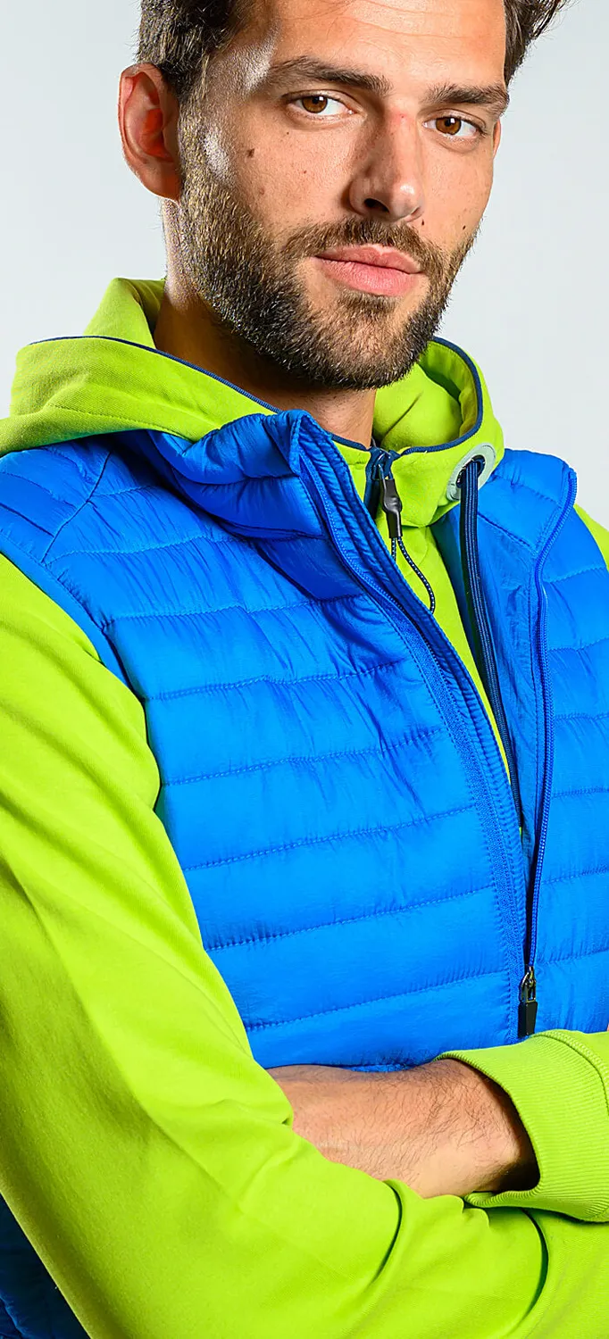 Alain Delon gilet trapuntato blu slim fit zip