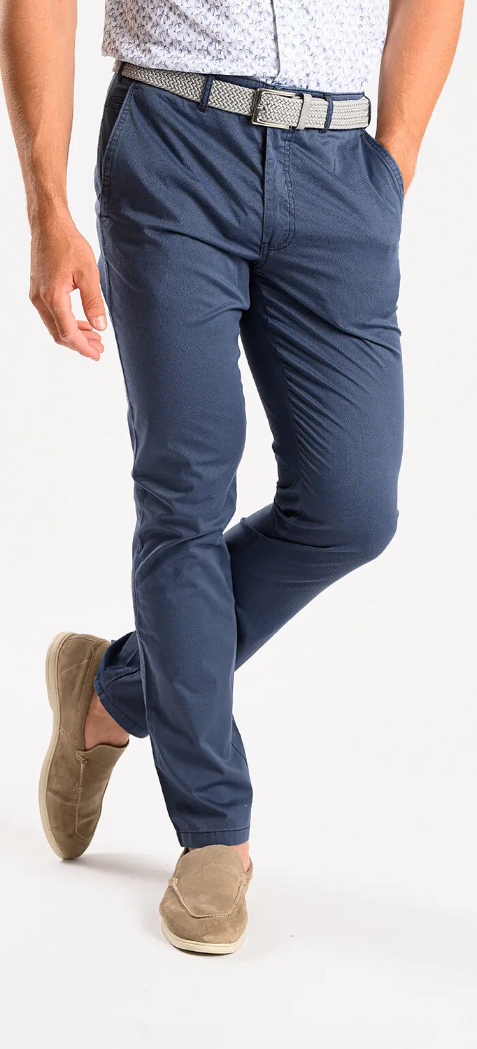 Alain Delon pantalone grigio-blu chino slim fit elasticizzato