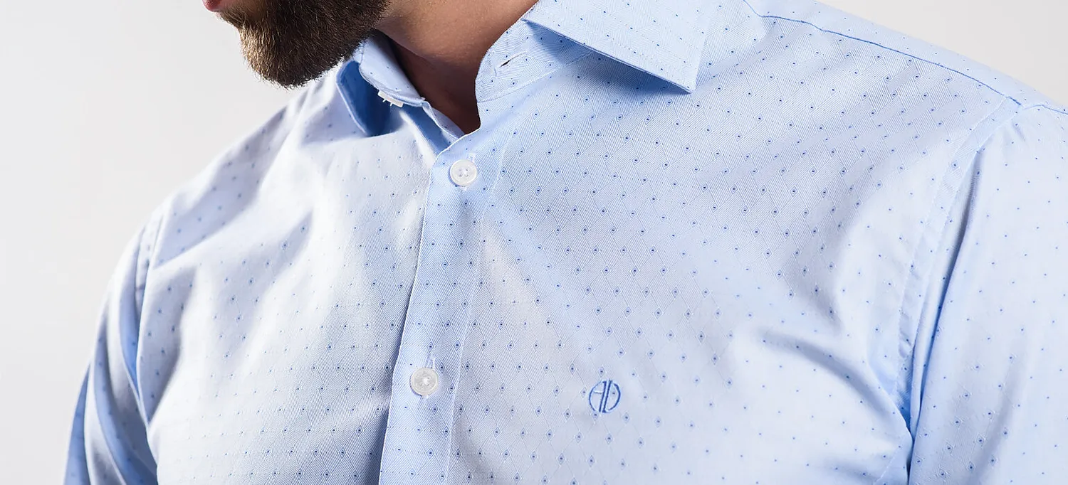 Alain Delon camicia azzurra extra slim pois