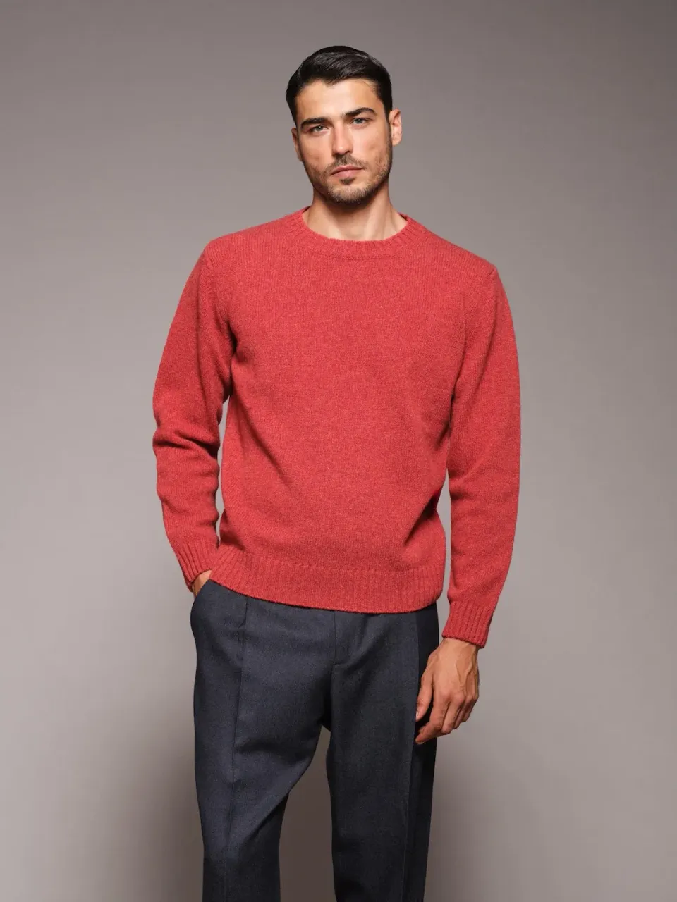 Caruso Butterfly maglia girocollo lana Shetland rossa