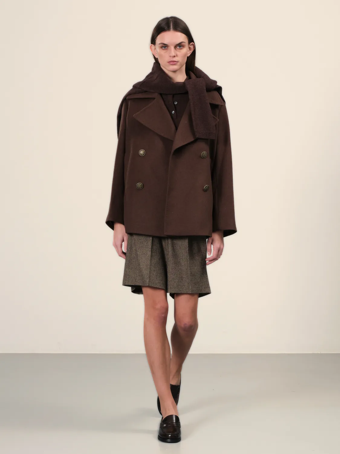 Sand Menswear Anke Short cappotto corto cashmere marrone scuro