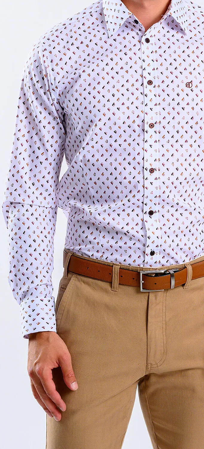Alain Delon Extra Slim Fit camicia bianca marrone 40