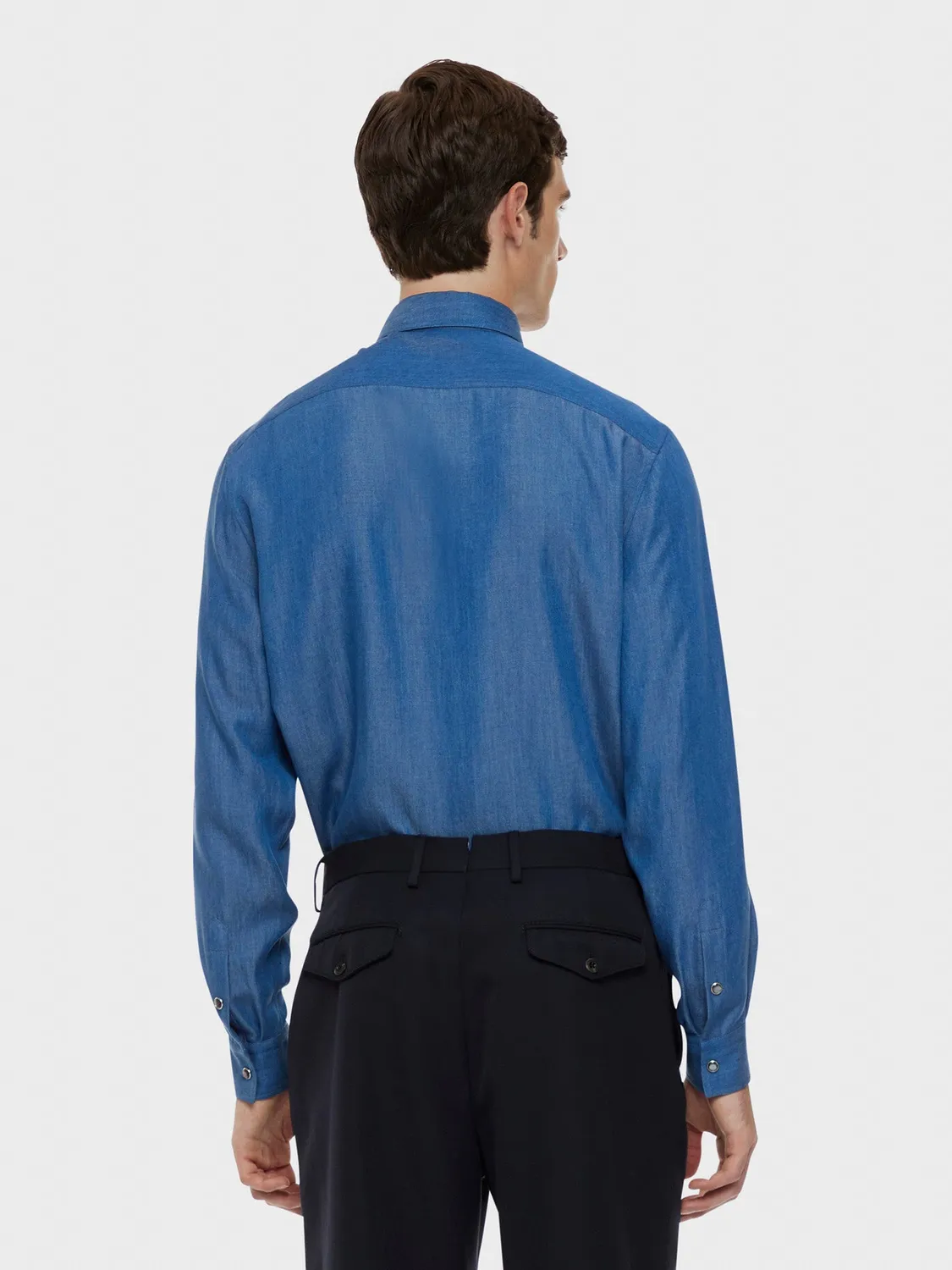 Caruso Camicia Tencel Blu Denim Texana