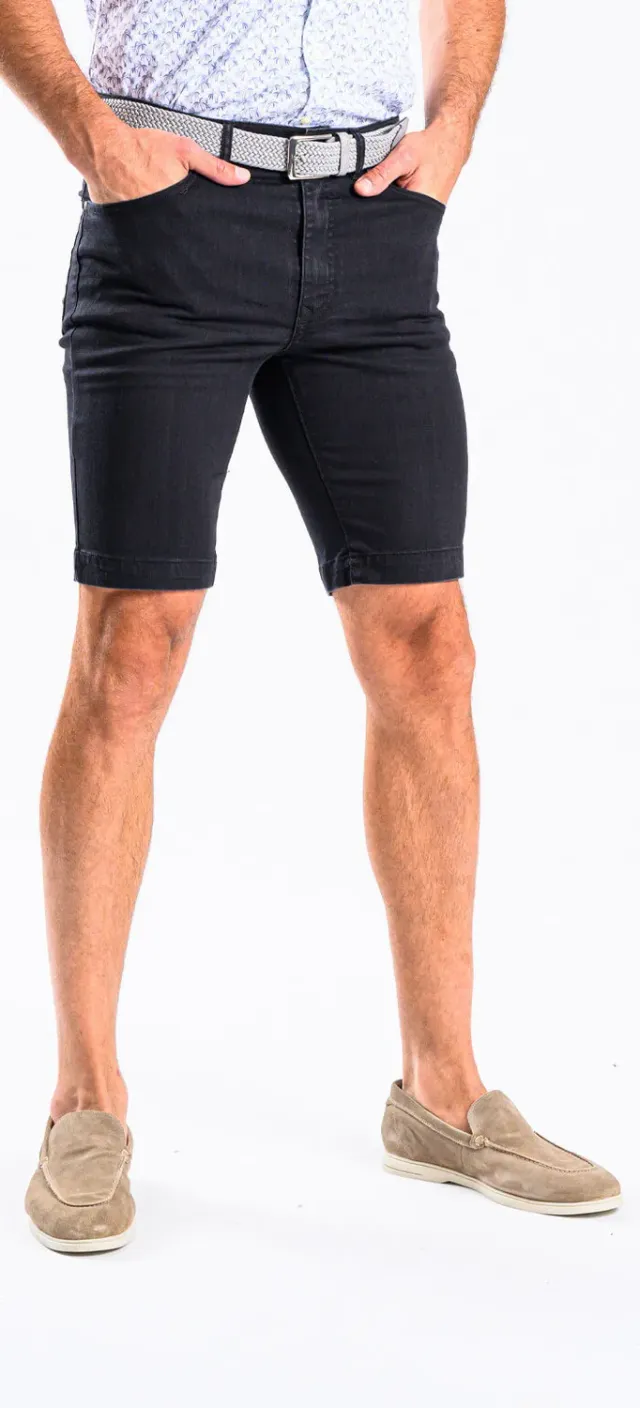 Alain Delon short jeans nero slim fit 35/32 cotone