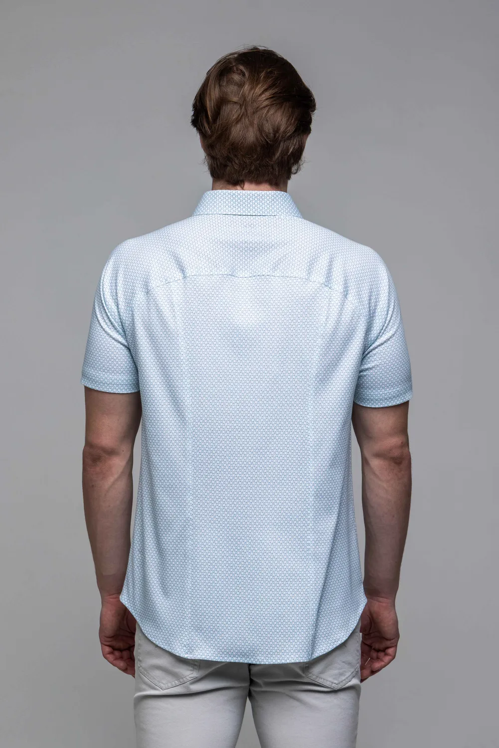 Alain Delon camicia manica corta extra slim bianco verde cotone