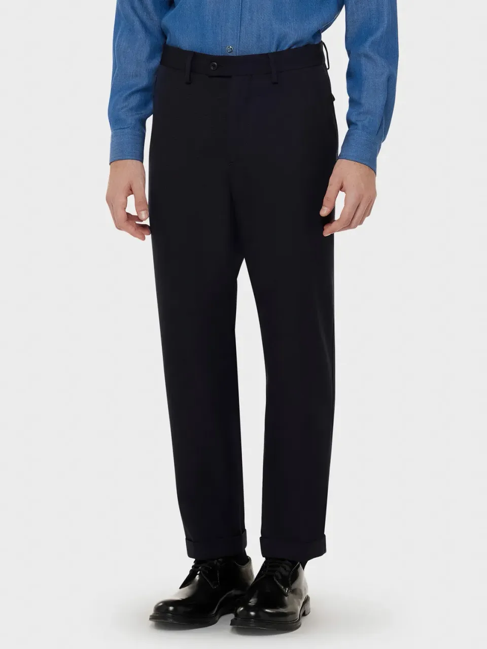 Caruso Norma pantalone gabardine lana blu