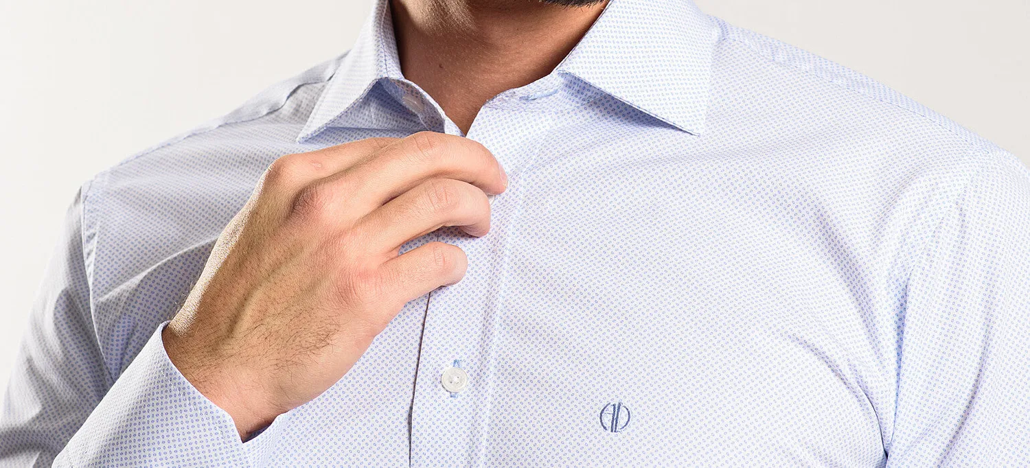 Alain Delon Basic camicia slim fit azzurra fantasia 41 cotone
