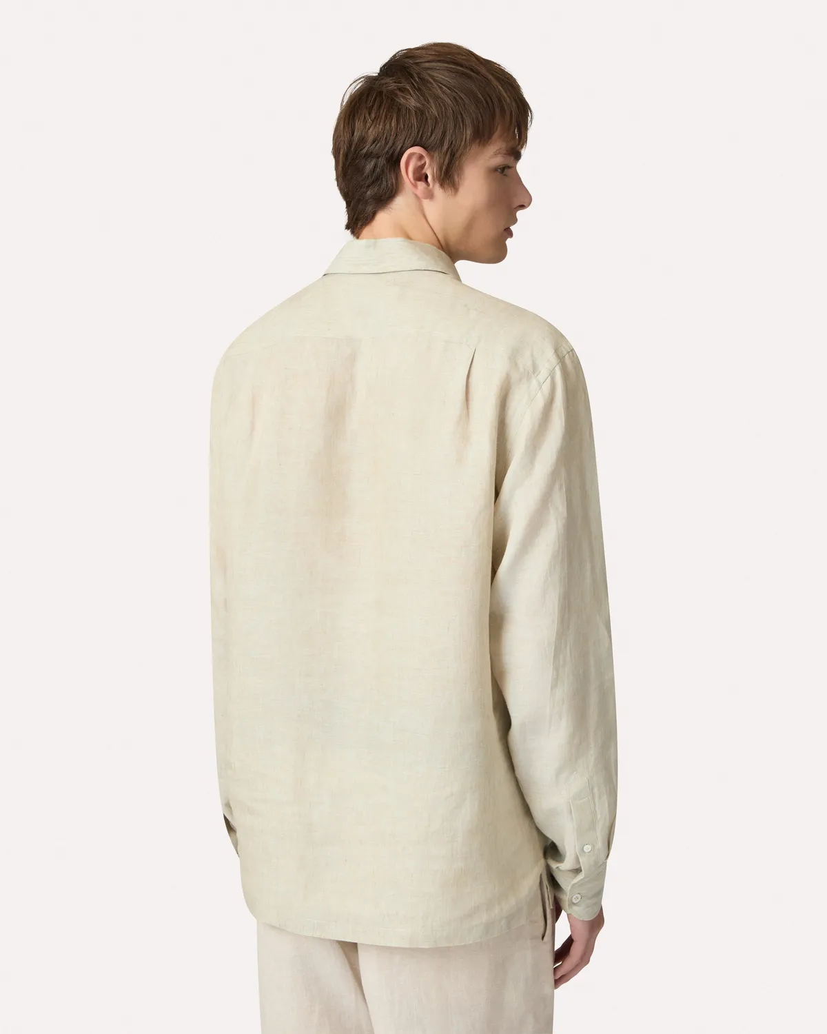 Lardini Camicia Polo Lino Delavé Beige Salvia Boxy