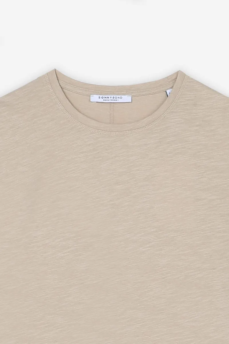 Sonny Bono Overlock t-shirt cotone fiammato beige