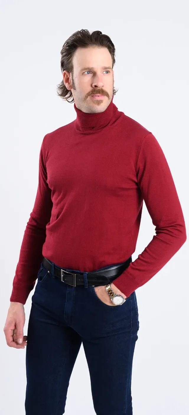 Alain Delon dolcevita bordeaux slim fit