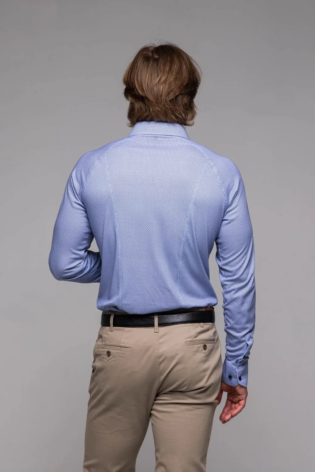 Alain Delon camicia stretch blu bianca extra slim jersey