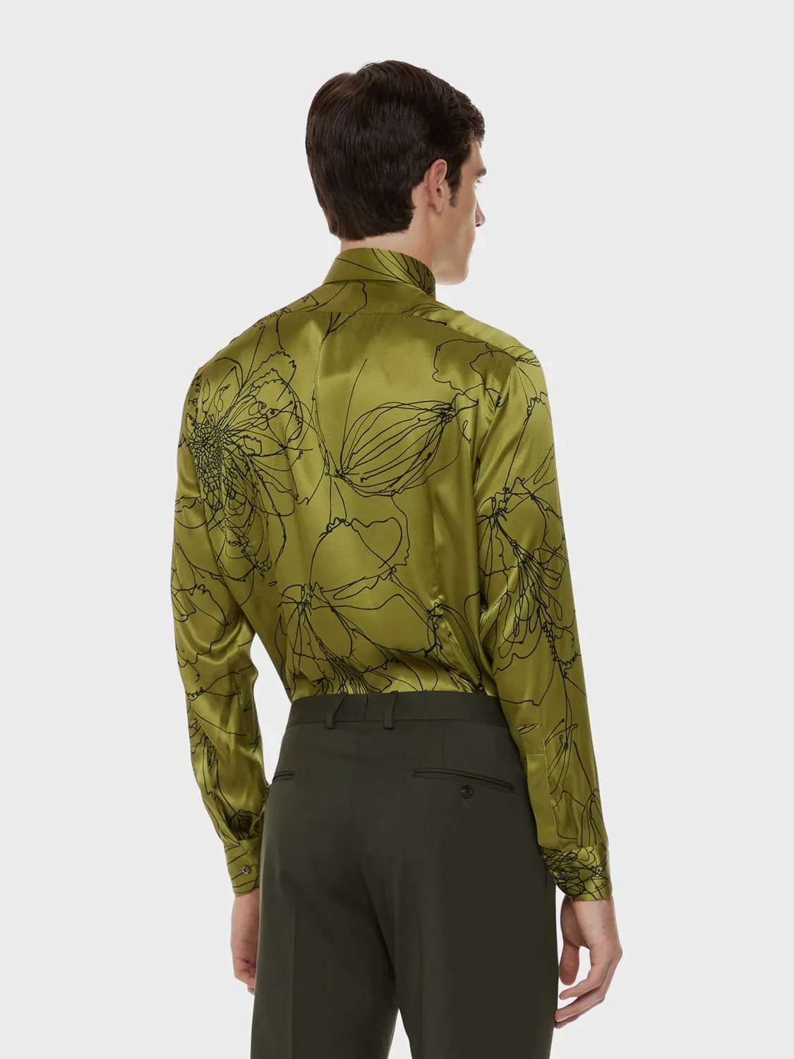 Caruso Butterfly camicia seta floreale verde
