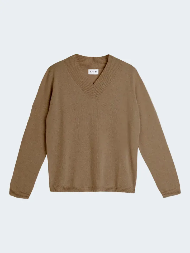 Sand Menswear Delmy V maglione cammello puro cashmere