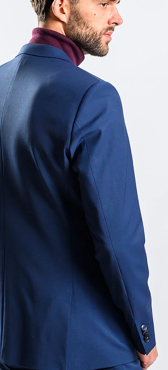 Alain Delon abito slim fit blu navy elasticizzato