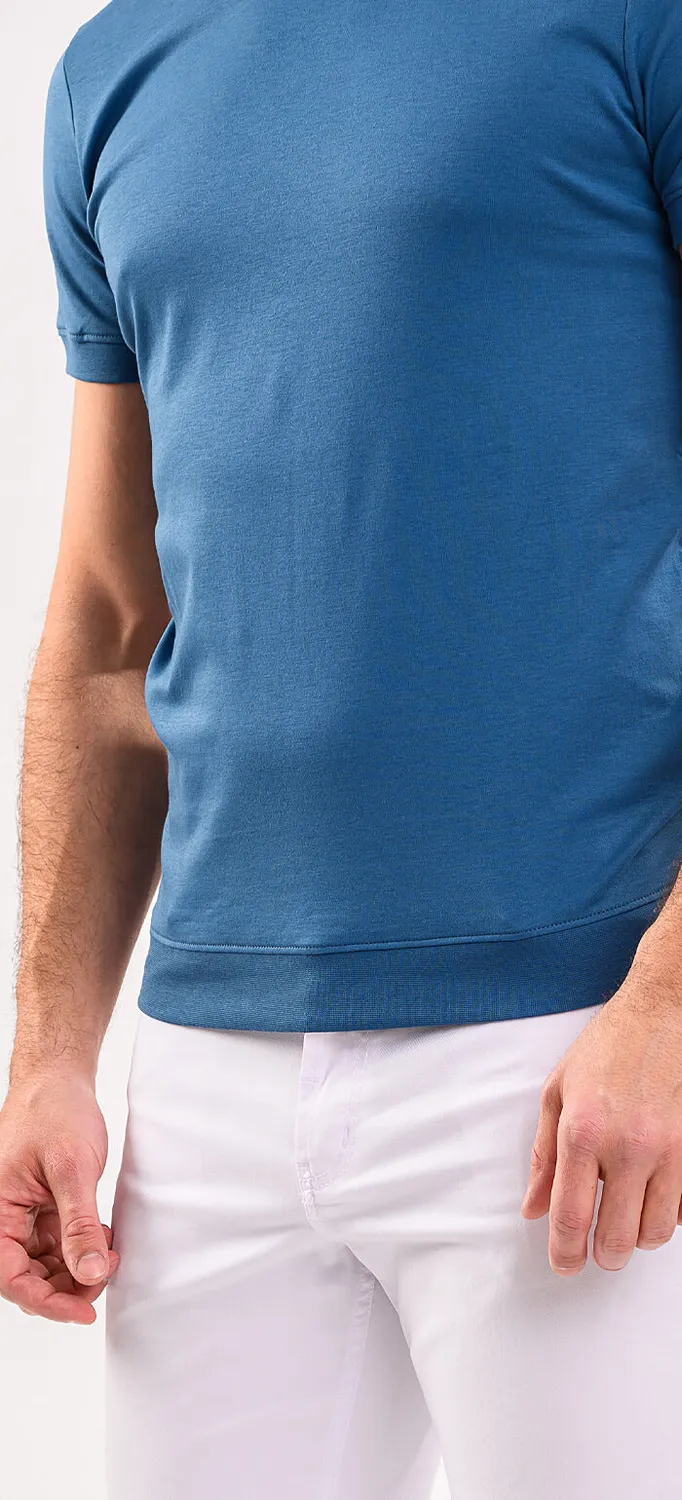 Alain Delon t-shirt cotone blu Slim S