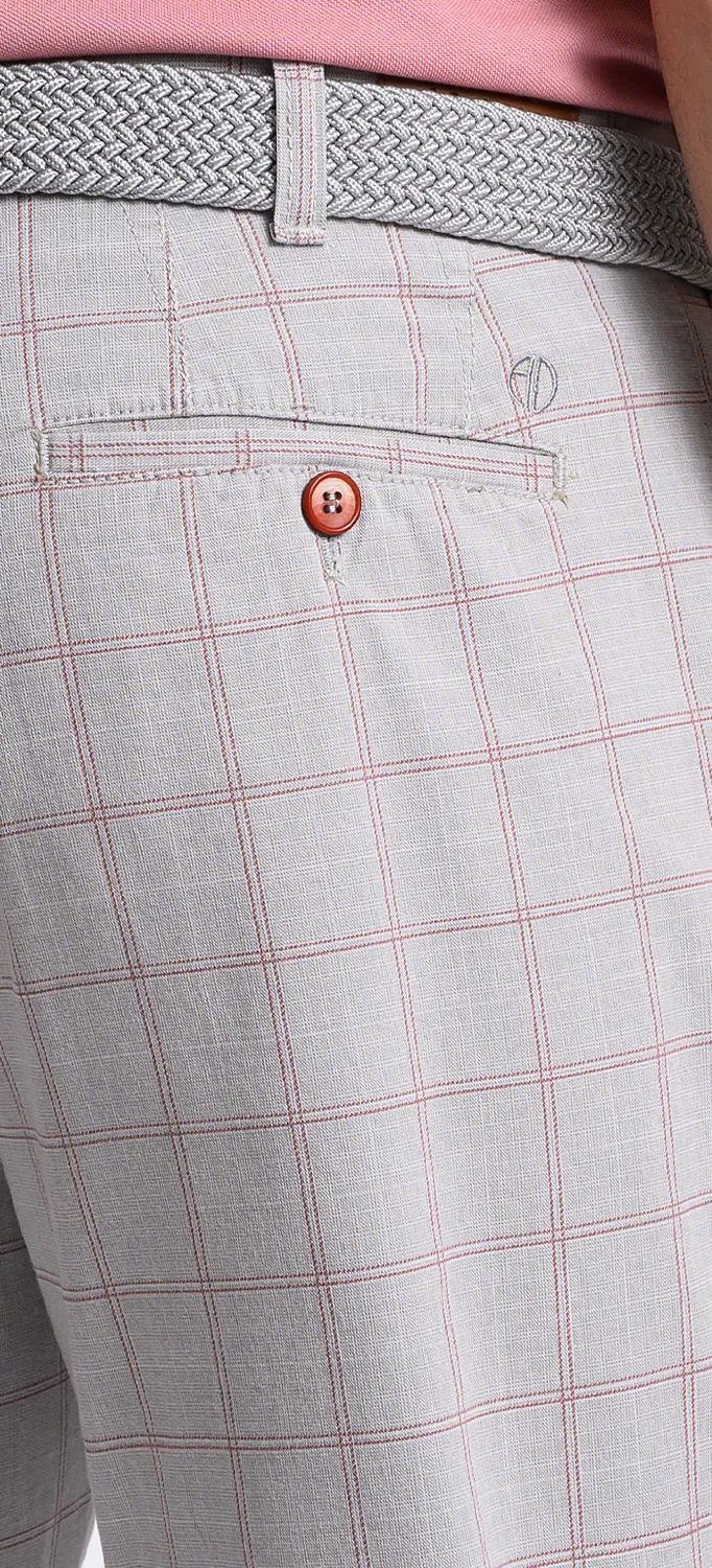 Alain Delon Grey Checked chinos slim grigi a quadri