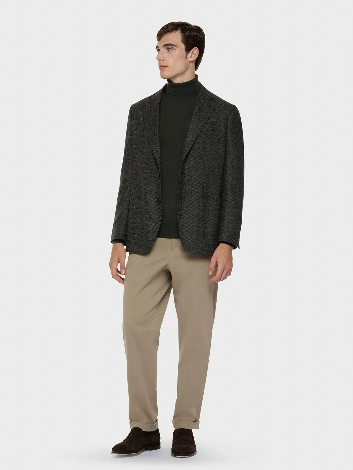 Caruso pantalone cotone stretch sabbia gabardine