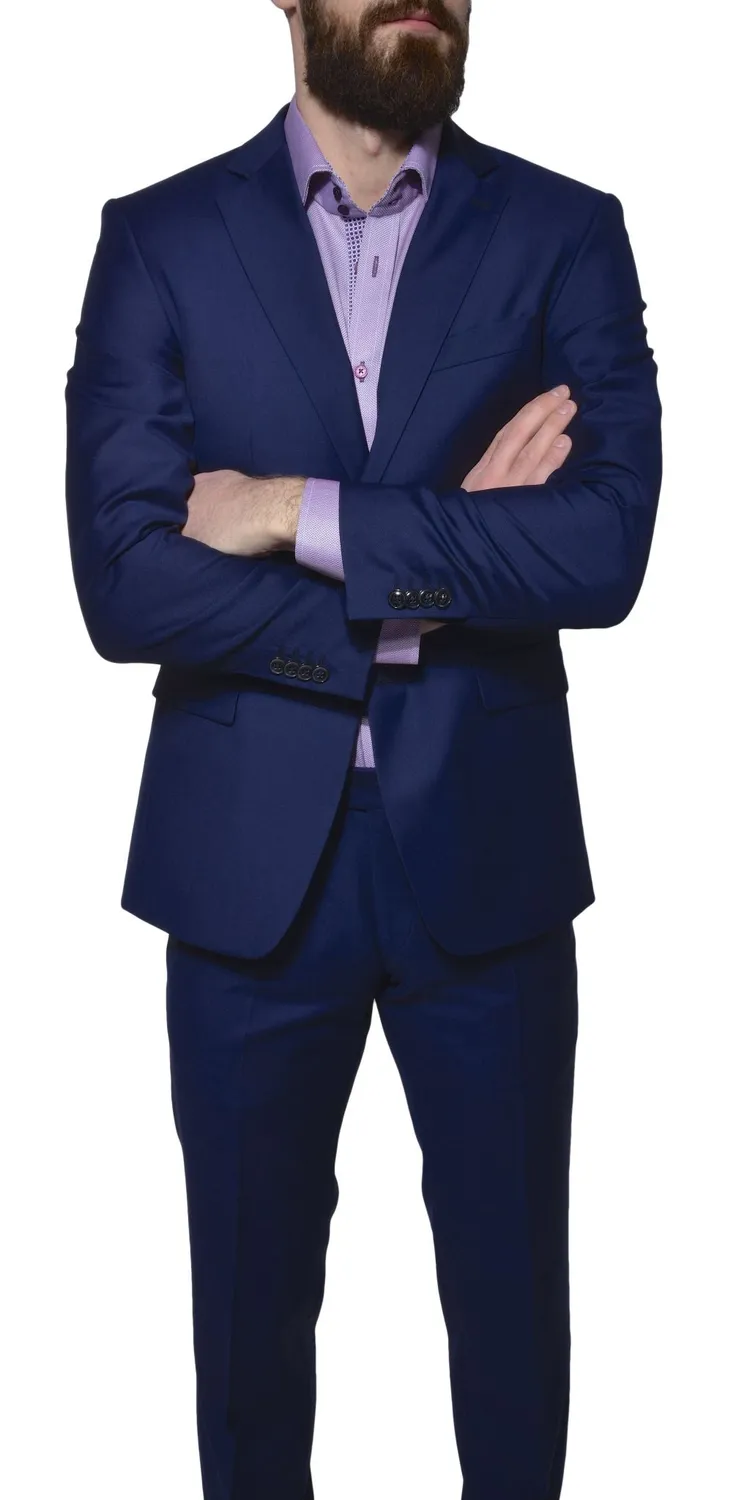 Alain Delon completo blu lana Super 120s slim fit