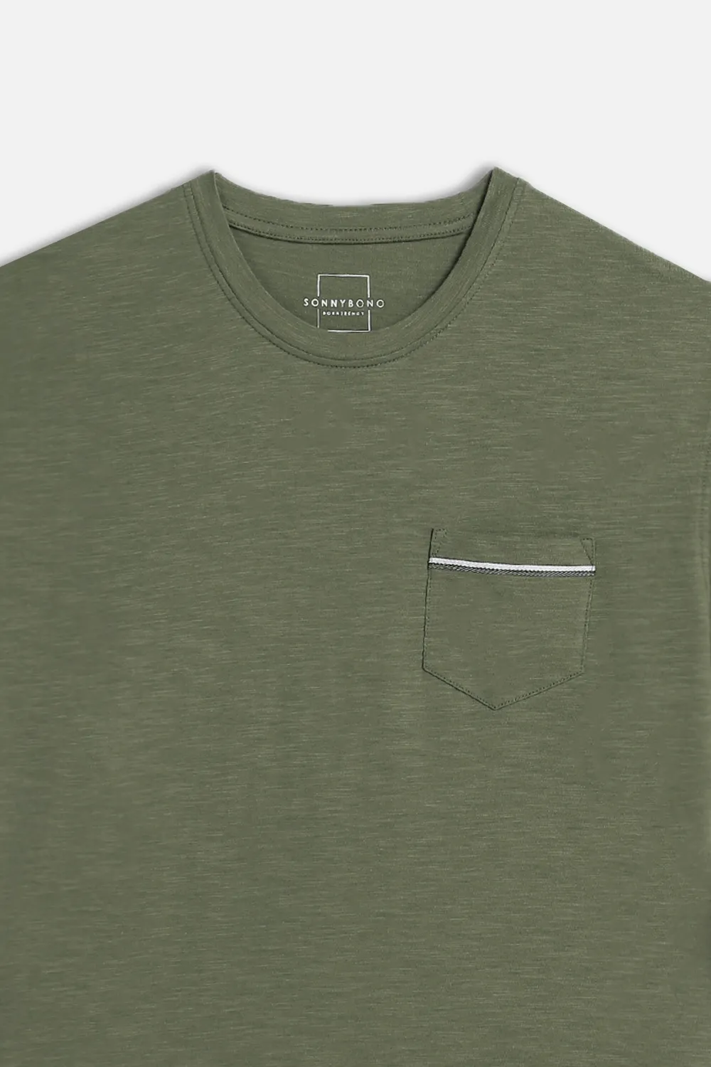 Sonny Bono t-shirt slub taschino verde militare cotone