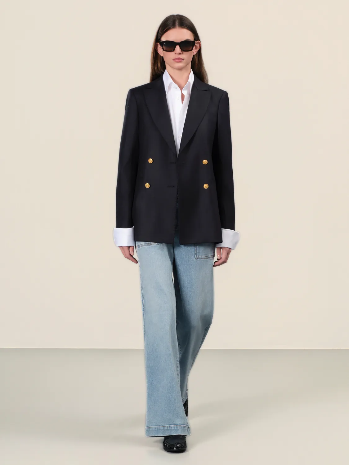 Sand Solene blazer doppiopetto flanella blu navy 590