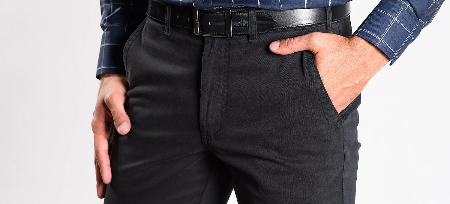 Alain Delon pantaloni neri cotone elasticizzato