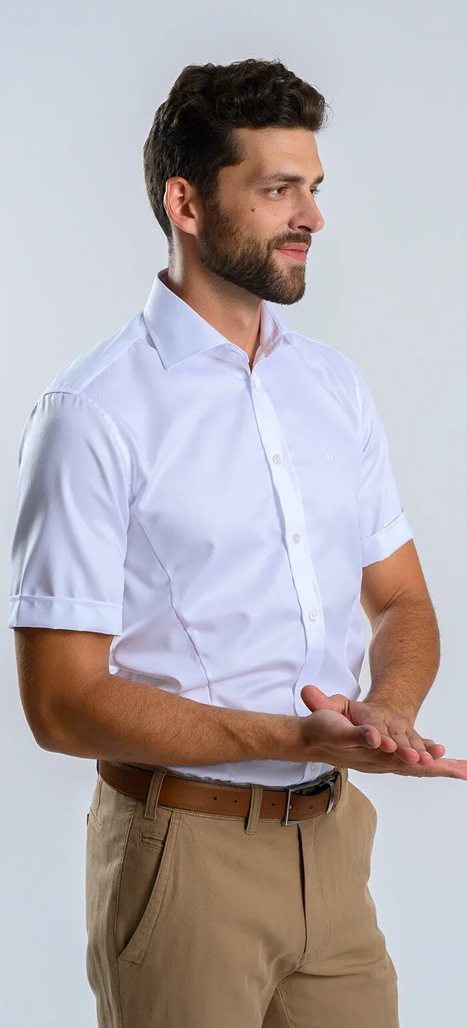 Alain Delon camicia bianca manica corta extra slim